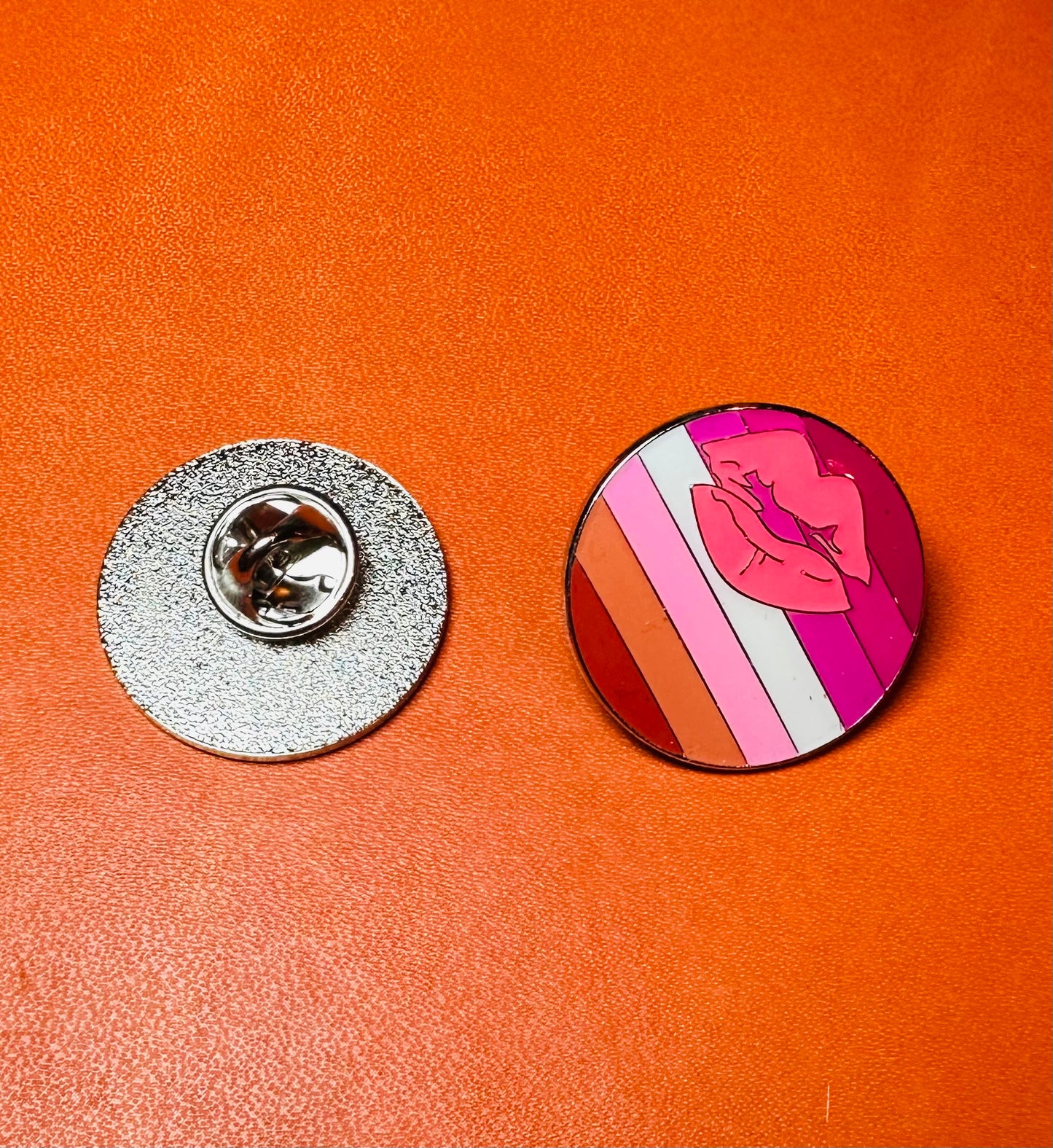 Lipstick lesbian pride enamel pin