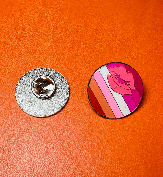 Lipstick lesbian pride enamel pin