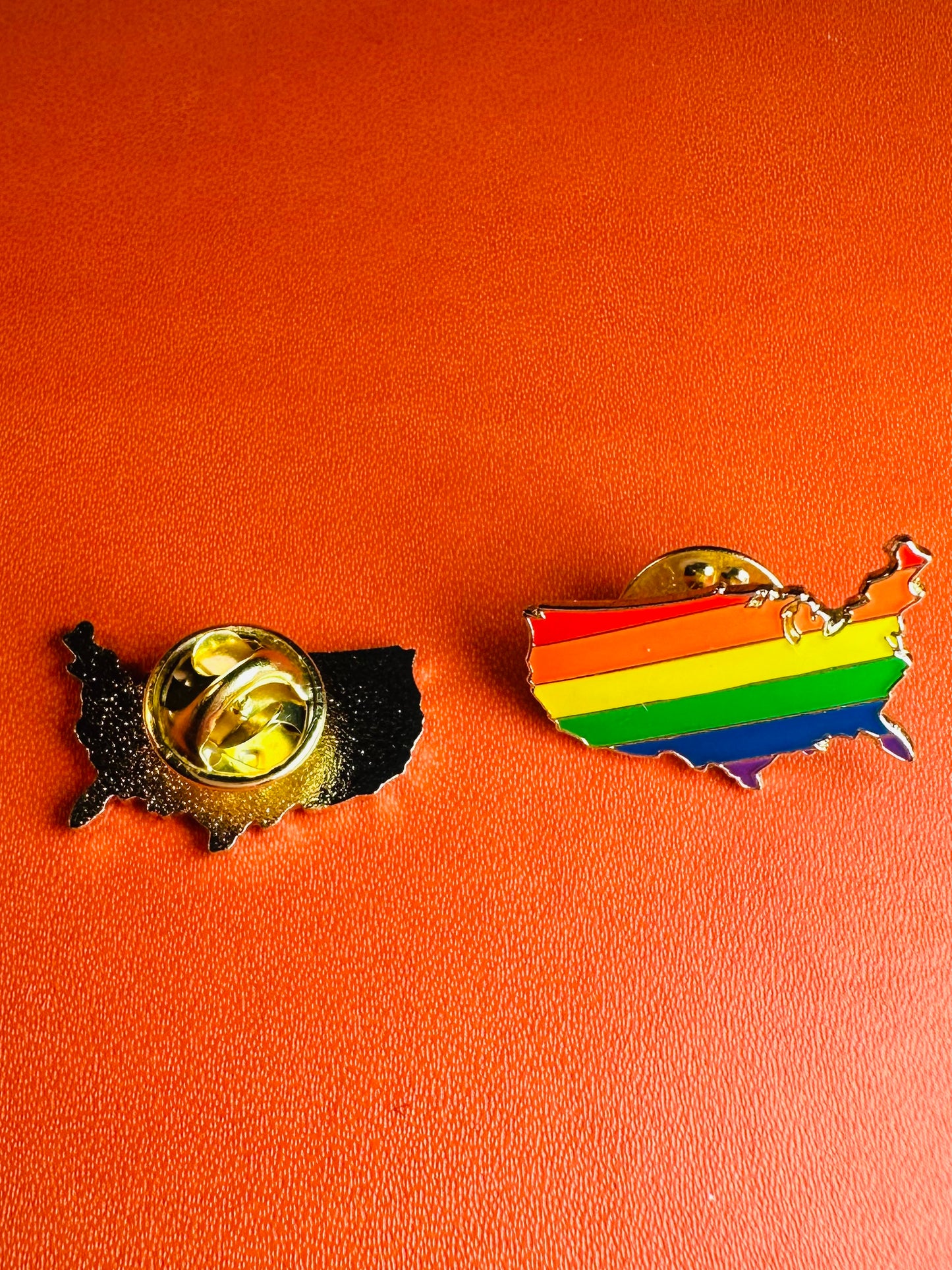 Gay American pride enamel pin