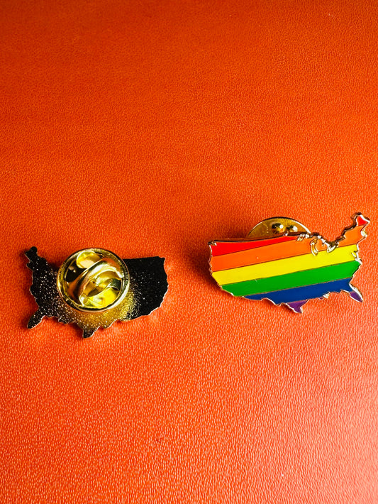 Gay American pride enamel pin