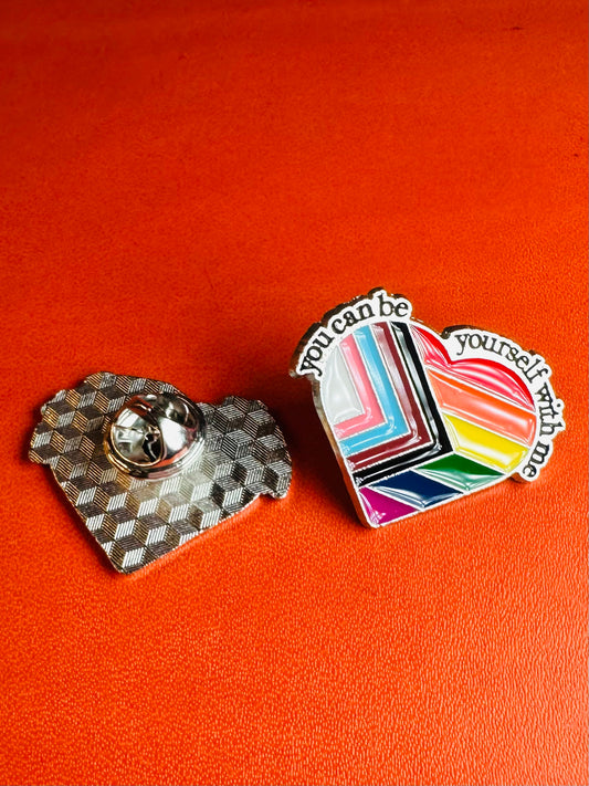 You Can Be Yourself heart enamel pin